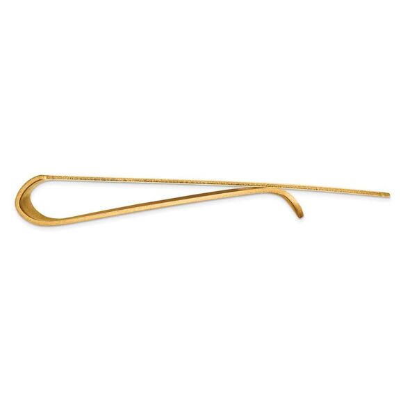 Men's 14k Yellow Gold Striped Engravable Center Fold-Over Money Clip - Picture 2 of 4